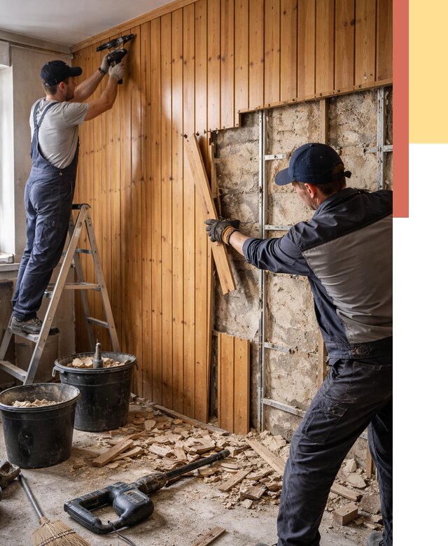 Демонтаж вагонки со стен в Рузаевке от 1503 руб. — снятие, удаление, срочно | ОТДЕЛОЧНИК-Рзв