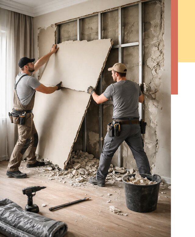 Демонтаж гипсокартона со стен в Рузаевке от 363 руб. — услуги демонтажа | ОТДЕЛОЧНИК-Рзв