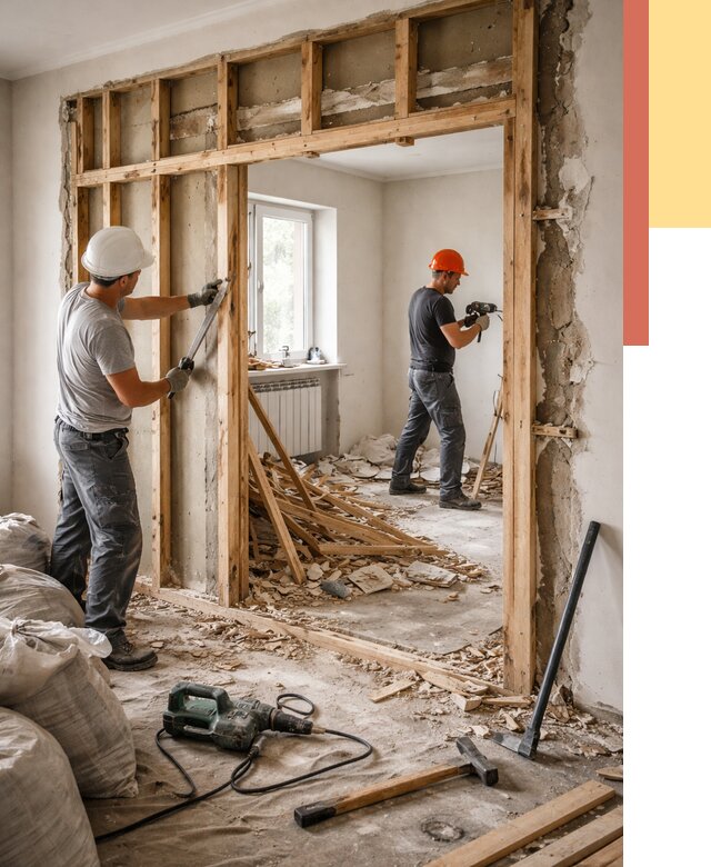 Демонтаж деревянных перегородок в Рузаевке от 3318 руб. — быстро и недорого | ОТДЕЛОЧНИК-Рзв