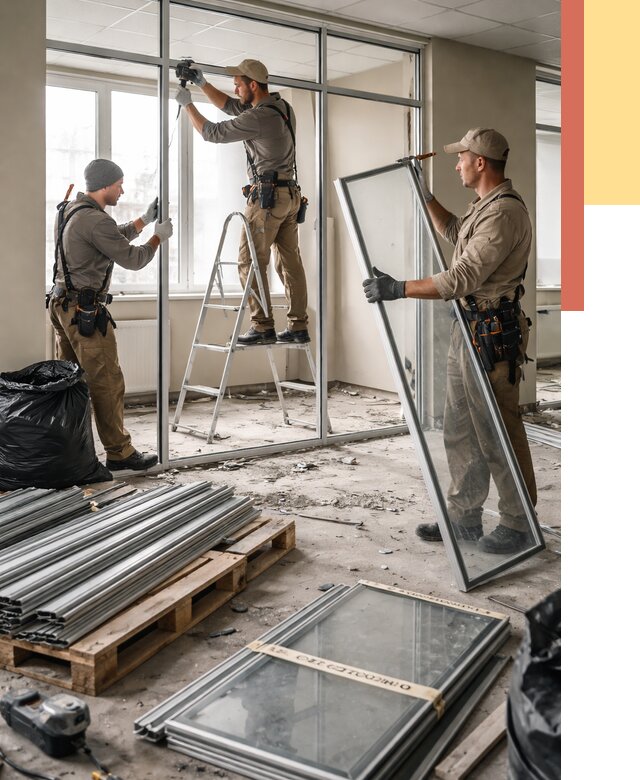 Демонтаж алюминиевых перегородок в Рузаевке от 4355 руб. — быстро и недорого | ОТДЕЛОЧНИК-Рзв