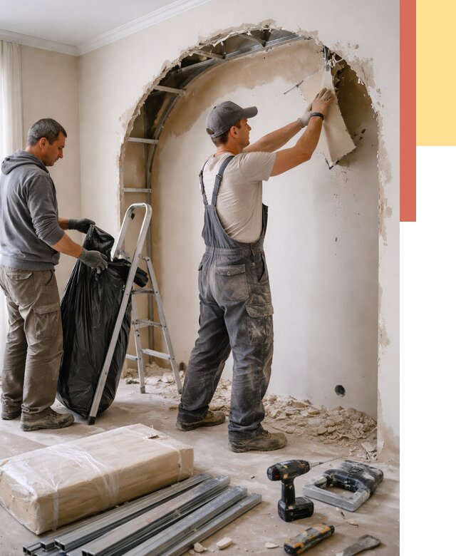 Демонтаж арки из гипсокартона в Рузаевке от 3629 руб. — услуги под ключ | ОТДЕЛОЧНИК-Рзв