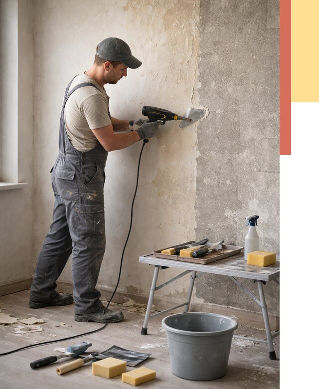 Очистка стен от клея в Рузаевке от 1918 руб. — снятие и удаление клея со стен | ОТДЕЛОЧНИК-Рзв