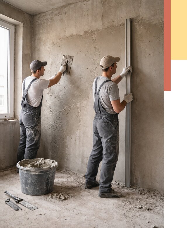 Штукатурка бетонных стен в Рузаевке от 4666 руб/м² — качественно и быстро | ОТДЕЛОЧНИК-Рзв