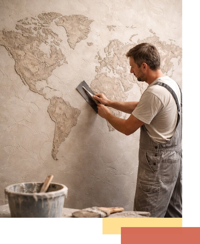 Декоративная штукатурка «Карта мира» под ключ в Рузаевке