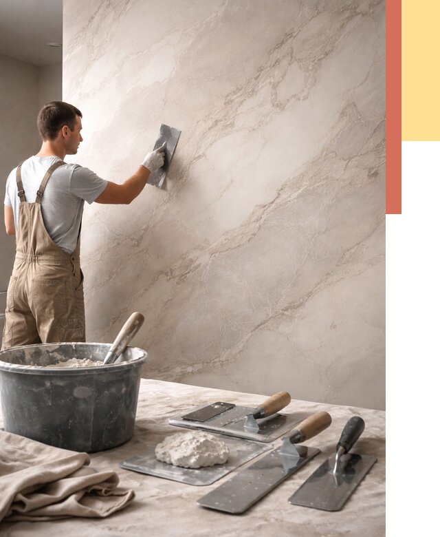 Декоративная штукатурка под мрамор в Рузаевке от 2903 руб./м² — быстро и недорого | ОТДЕЛОЧНИК-Рзв