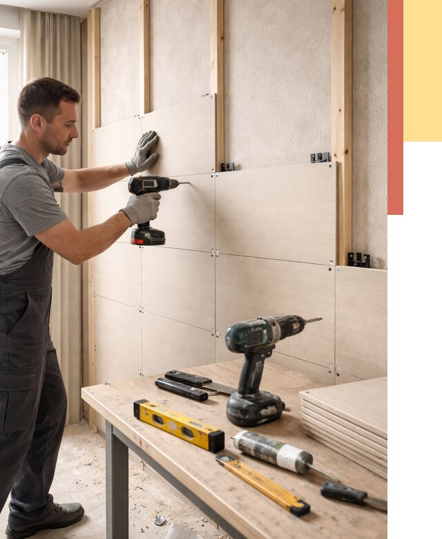 Монтаж МДФ панелей на стены в Рузаевке от 1296 руб. под ключ | ОТДЕЛОЧНИК-Рзв