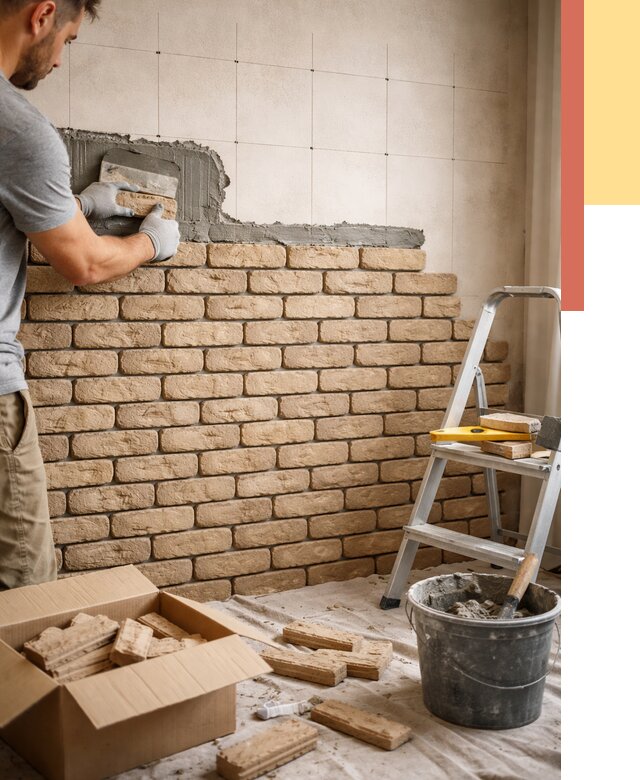 Монтаж декоративного кирпича в Рузаевке от 3318 руб./м² — быстро и недорого | ОТДЕЛОЧНИК-Рзв