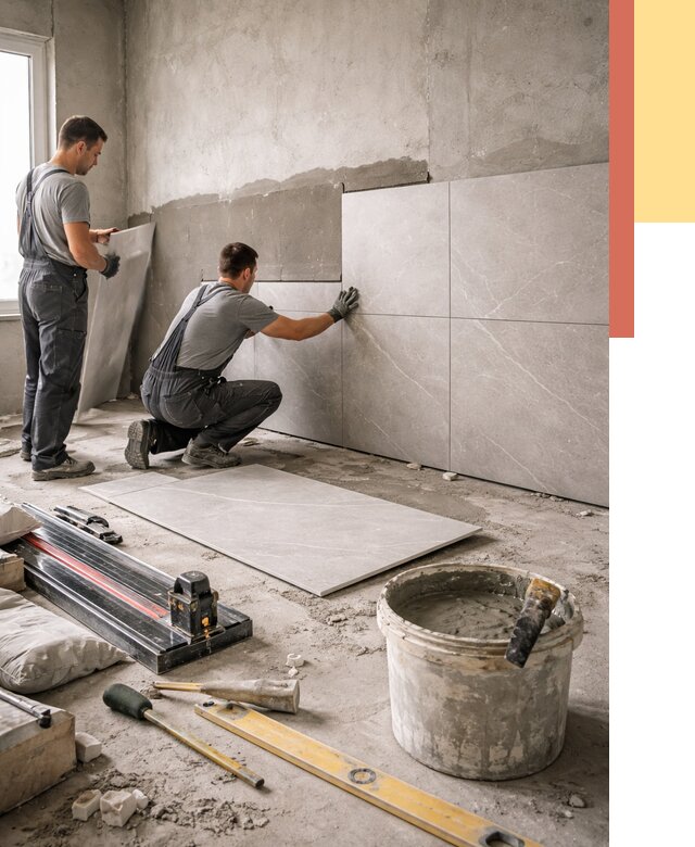 Облицовка стен керамогранитом в Рузаевке от 4355 руб./м² — услуги под ключ | ОТДЕЛОЧНИК-Рзв