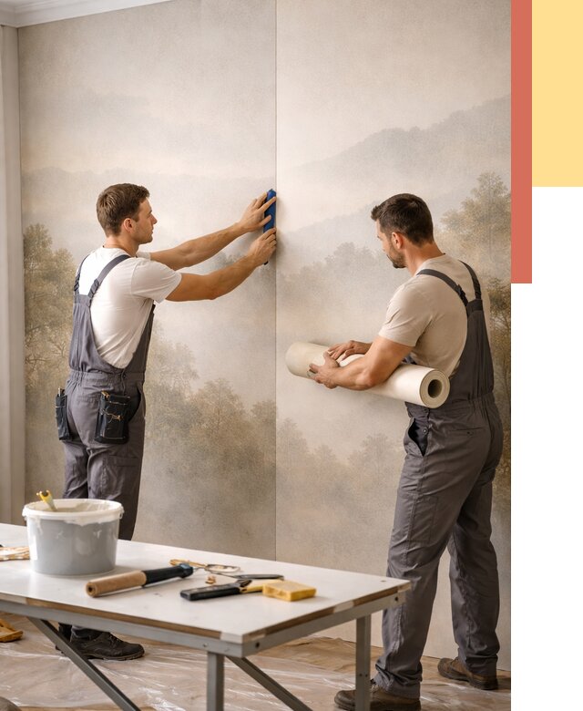 Поклейка фотообоев в Рузаевке от 8813 руб/м² — быстро и недорого | ОТДЕЛОЧНИК-Рзв