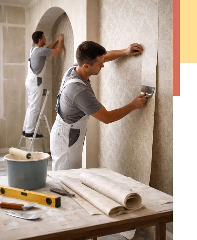 Поклейка обоев на сложные стены в Рузаевке от 2903 руб. под ключ | ОТДЕЛОЧНИК-Рзв