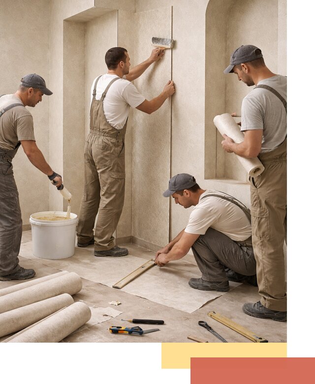 Поклейка обоев на сложные стены и неровные поверхности в Рузаевке