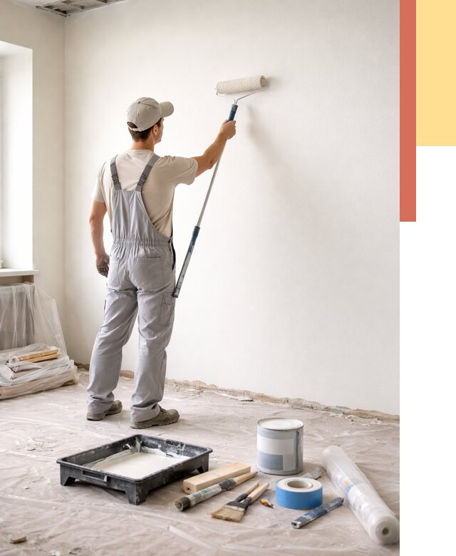 Покраска стен водоэмульсионной краской в Рузаевке от 467 руб. за м² | ОТДЕЛОЧНИК-Рзв