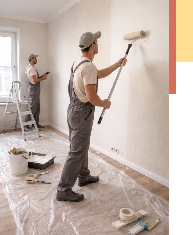 Покраска стен акриловой краской в Рузаевке от 3629 руб./м² — быстро и недорого | ОТДЕЛОЧНИК-Рзв