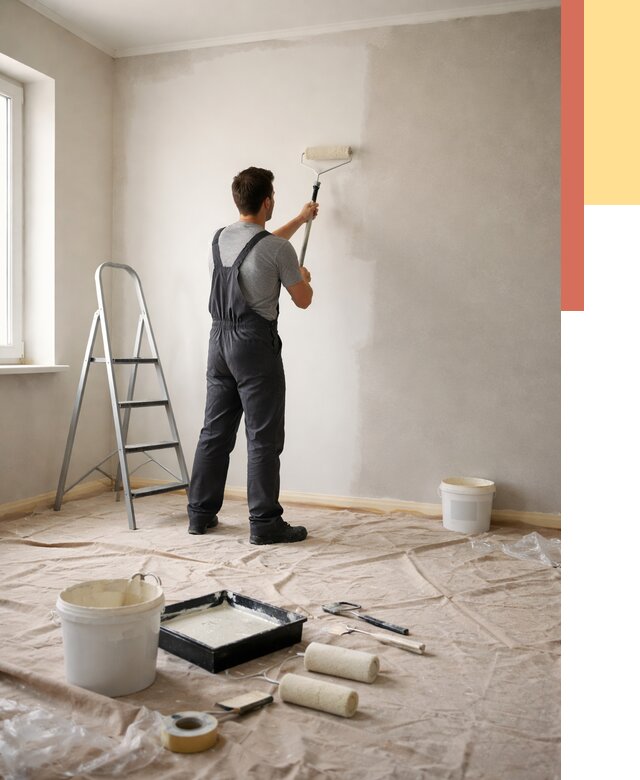 Покраска стен моющейся краской в Рузаевке от 363 руб./м² — быстро и недорого | ОТДЕЛОЧНИК-Рзв