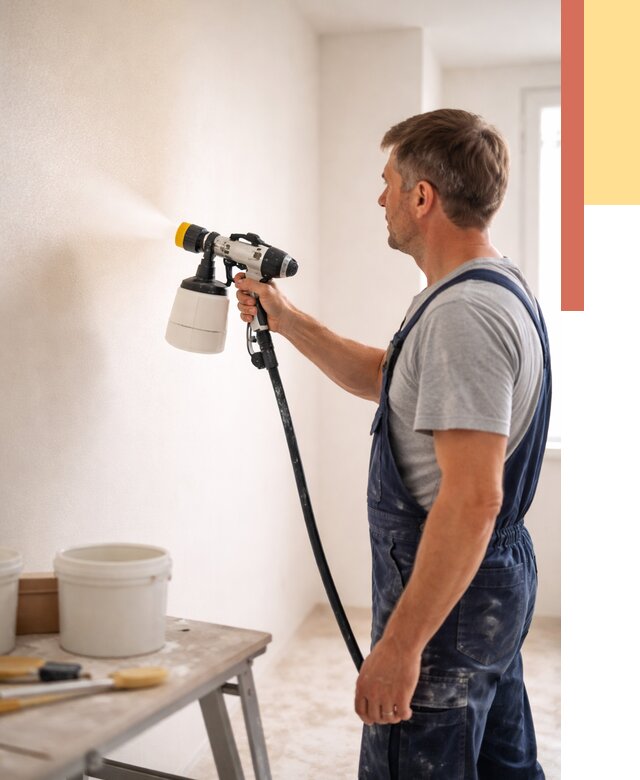 Покраска стен краскопультом в Рузаевке от 7776 руб. — механизированная покраска | ОТДЕЛОЧНИК-Рзв