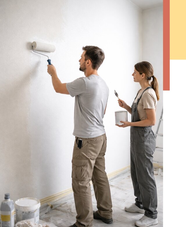 Окраска стен по стеклохолсту в Рузаевке от 4666 руб/м² под ключ | ОТДЕЛОЧНИК-Рзв