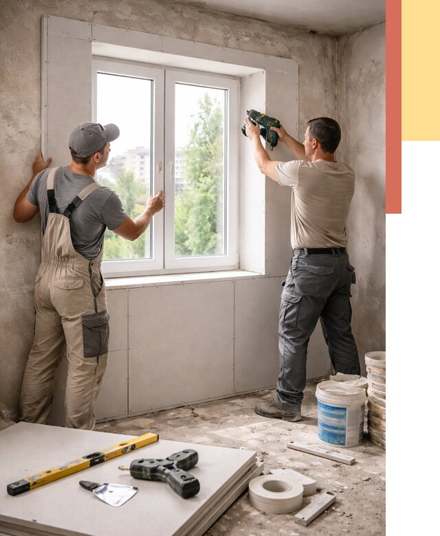 Монтаж откосов из гипсокартона в Рузаевке от 4666 руб. под ключ | ОТДЕЛОЧНИК-Рзв