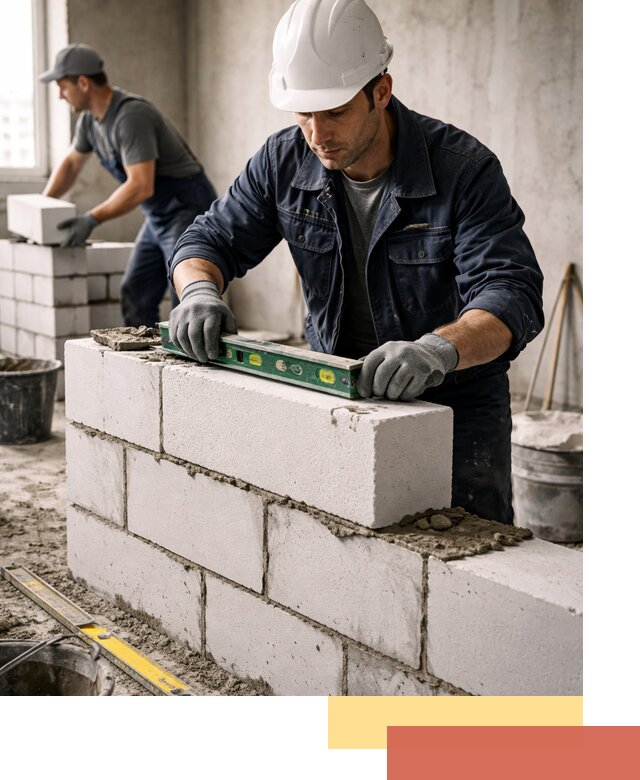 Кладка перегородок из пеноблока под ключ в Рузаевке