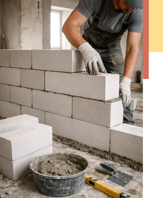 Кладка перегородок из силикатного блока в Рузаевке от 4147 руб. под ключ | ОТДЕЛОЧНИК-Рзв