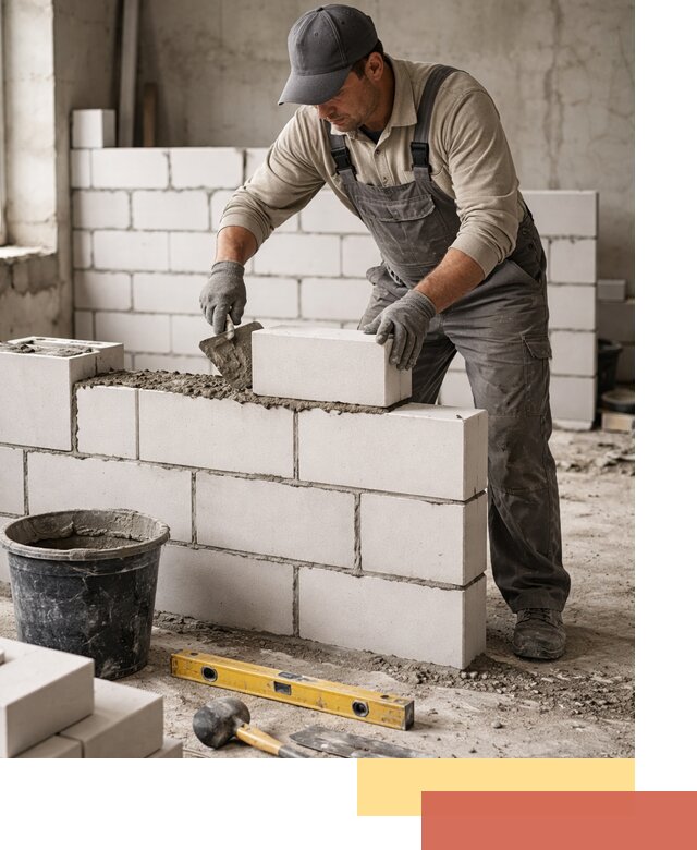 Кладка перегородок из силикатного блока в Рузаевке