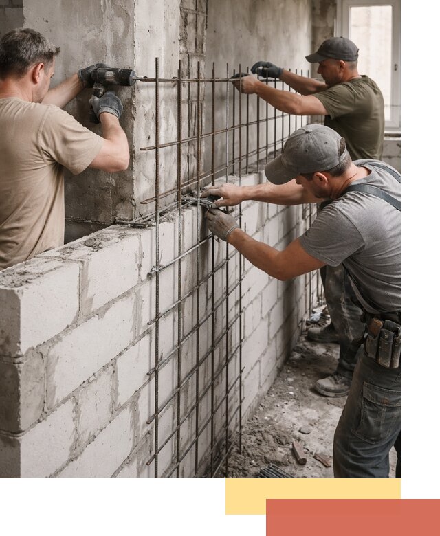 Армирование кладки перегородок в Рузаевке профессионально и надёжно