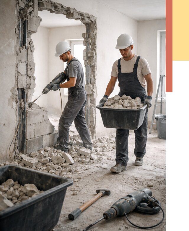 Демонтаж блоковых перегородок в Рузаевке от 3888 руб. — быстро и недорого | ОТДЕЛОЧНИК-Рзв