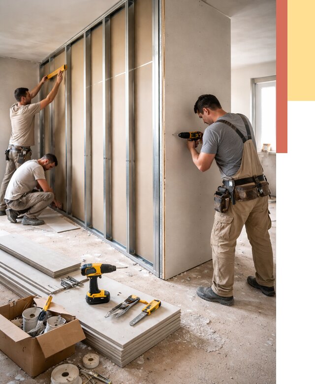 Монтаж однослойной перегородки из гипсокартона в Рузаевке от 674 руб. | ОТДЕЛОЧНИК-Рзв