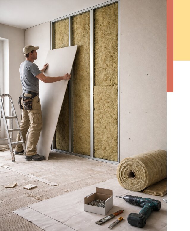 Перегородка из гипсокартона с шумоизоляцией в Рузаевке от 3235 руб. | ОТДЕЛОЧНИК-Рзв