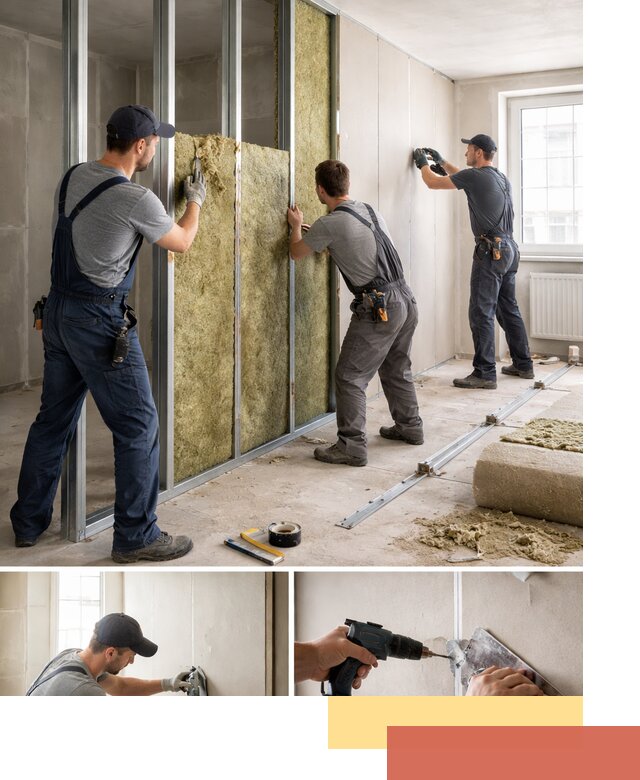 Перегородка из гипсокартона с шумоизоляцией в Рузаевке — монтаж под ключ