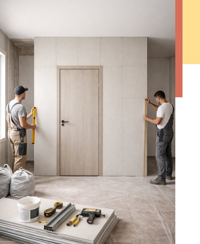 Перегородка из гипсокартона с дверью в Рузаевке от 4666 руб. под ключ | ОТДЕЛОЧНИК-Рзв