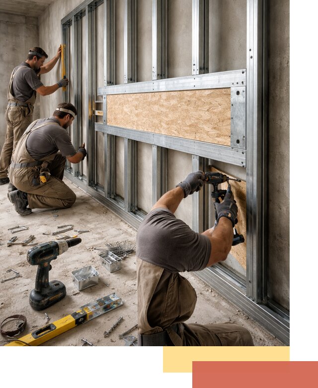 Усиленная перегородка для крепления тяжёлых конструкций в Рузаевке