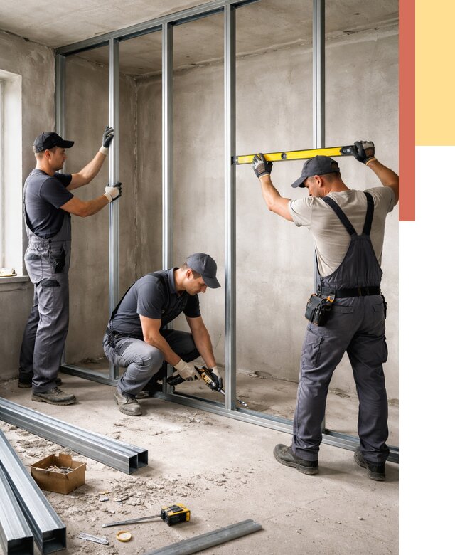 Монтаж каркаса перегородки из профиля в Рузаевке от 778 руб. | ОТДЕЛОЧНИК-Рзв