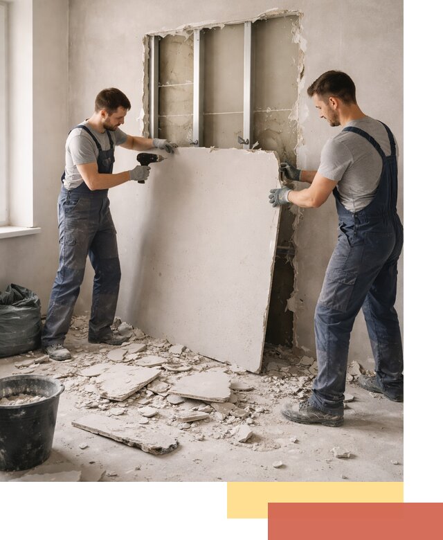 Демонтаж перегородки из гипсокартона в Рузаевке быстрый и аккуратный