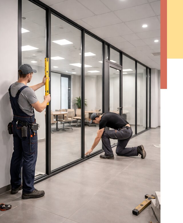 Каркасные стеклянные перегородки в Рузаевке под ключ от 9539 руб. | ОТДЕЛОЧНИК-Рзв