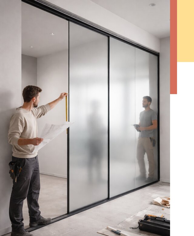 Матовые стеклянные перегородки в Рузаевке от 8813 руб. — монтаж и установка | ОТДЕЛОЧНИК-Рзв