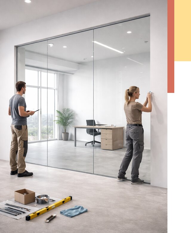 Перегородки из закаленного стекла в Рузаевке от 9850 руб. под ключ | ОТДЕЛОЧНИК-Рзв