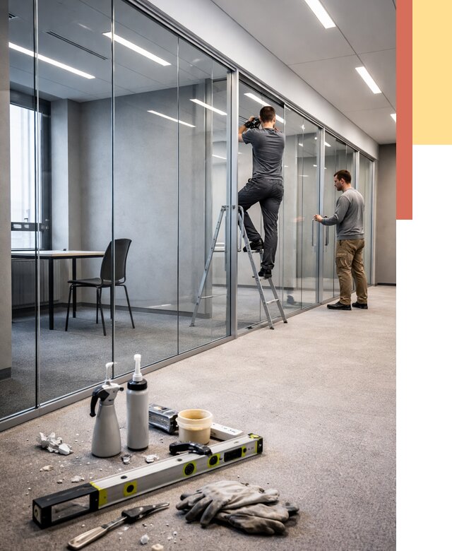 Стеклянные офисные перегородки в Рузаевке от 8813 руб. — монтаж и установка | ОТДЕЛОЧНИК-Рзв