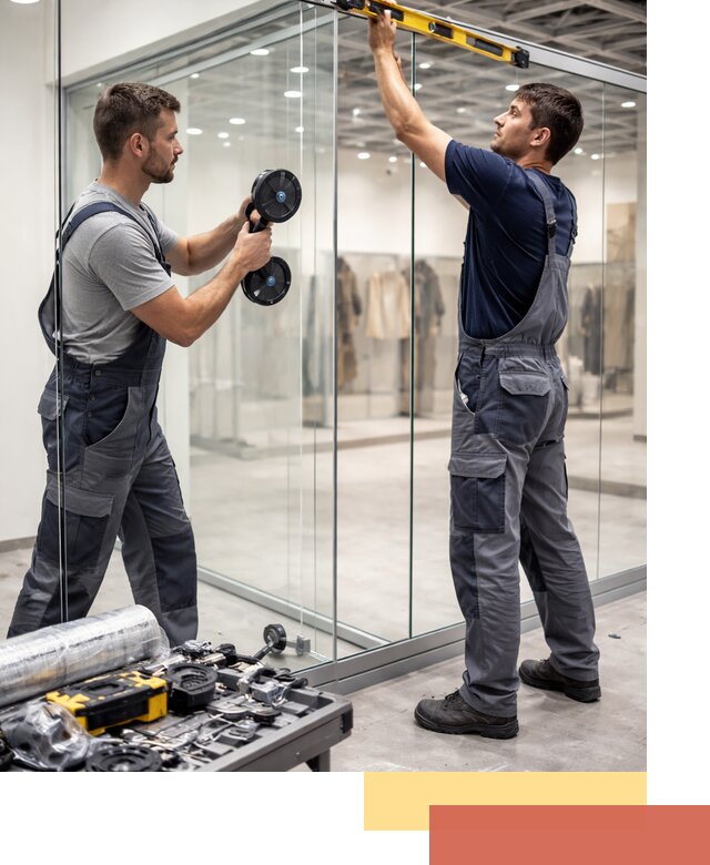 Стеклянные перегородки для магазинов в Рузаевке — монтаж и установка