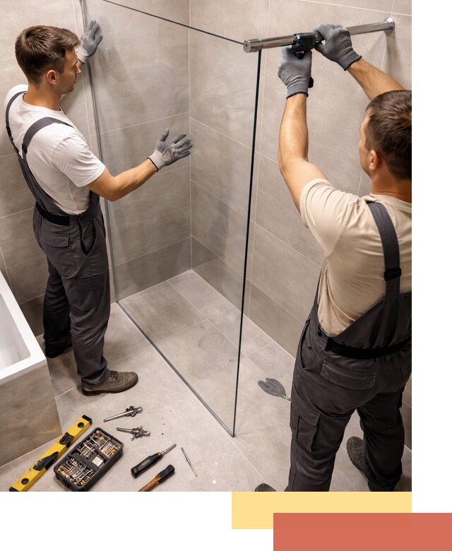 Стеклянные перегородки для душа в Рузаевке — изготовление и монтаж