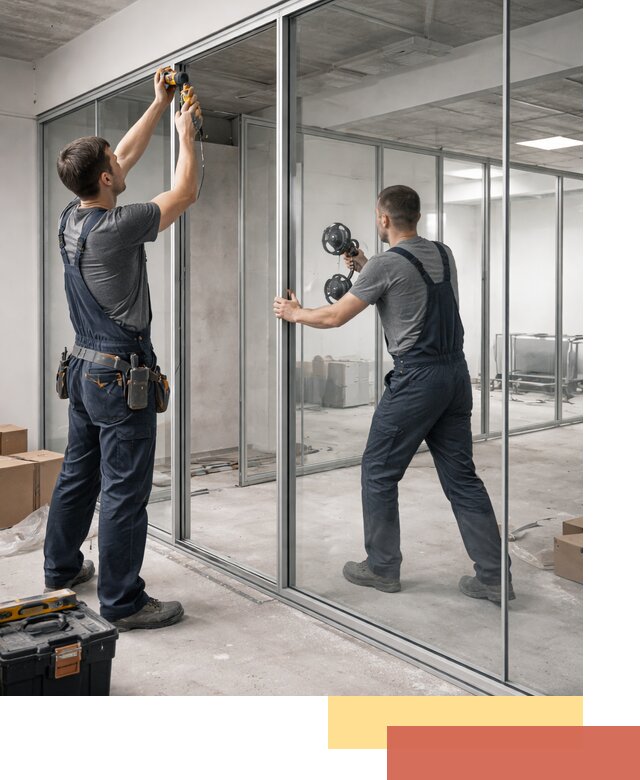 Алюминиевые перегородки со стеклом в Рузаевке — изготовление и монтаж