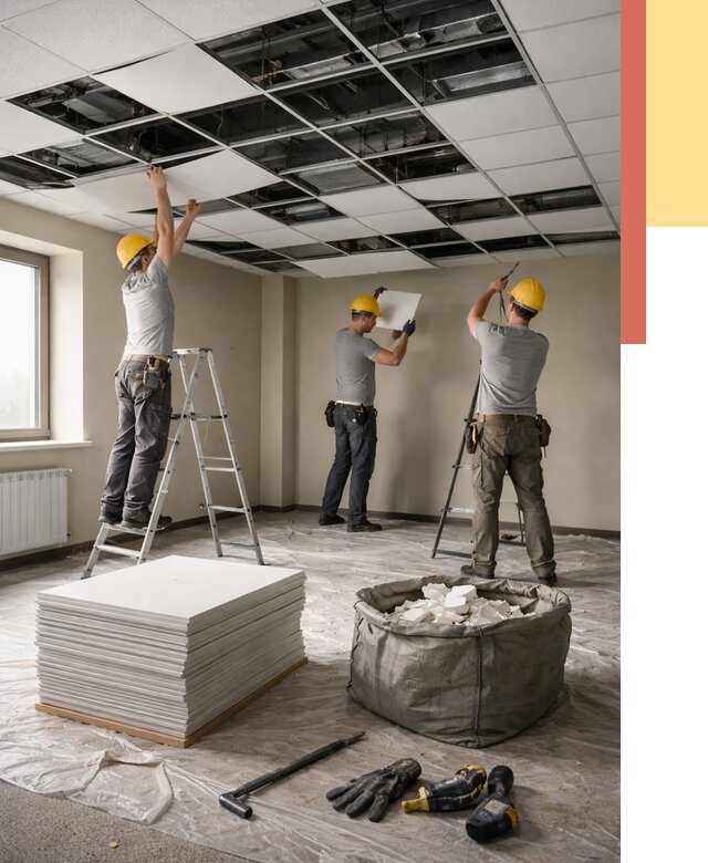 Демонтаж потолка Армстронг в Рузаевке от 4666 руб. быстро и недорого | ОТДЕЛОЧНИК-Рзв