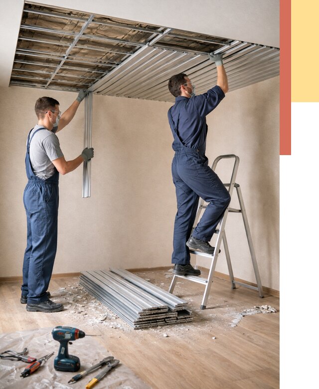 Демонтаж реечного потолка в Рузаевке от 4666 руб. быстро и недорого | ОТДЕЛОЧНИК-Рзв