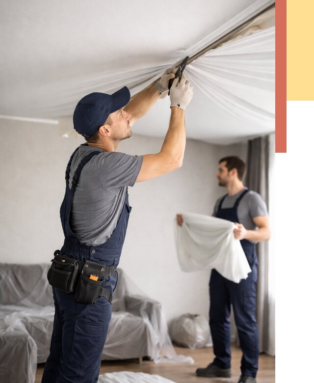 Демонтаж натяжного потолка в Рузаевке от 4666 руб. — снятие и разбор под ключ | ОТДЕЛОЧНИК-Рзв