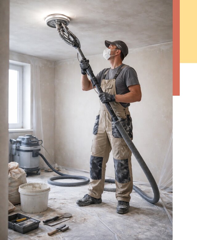 Шлифовка потолка в Рузаевке от 3629 руб. — услуги шлифования потолка | ОТДЕЛОЧНИК-Рзв