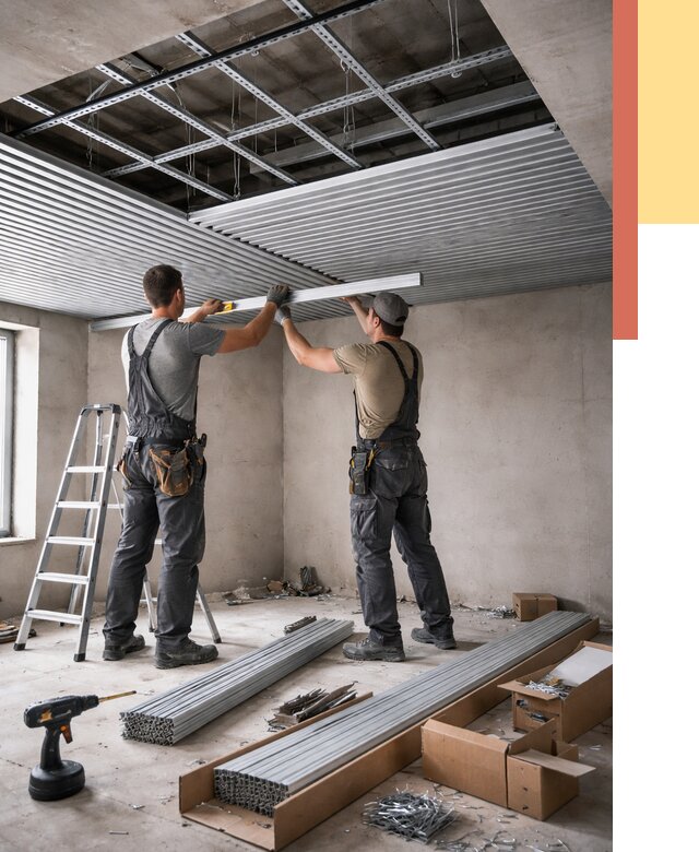 Монтаж реечного потолка в Рузаевке от 4666 руб. под ключ | ОТДЕЛОЧНИК-Рзв