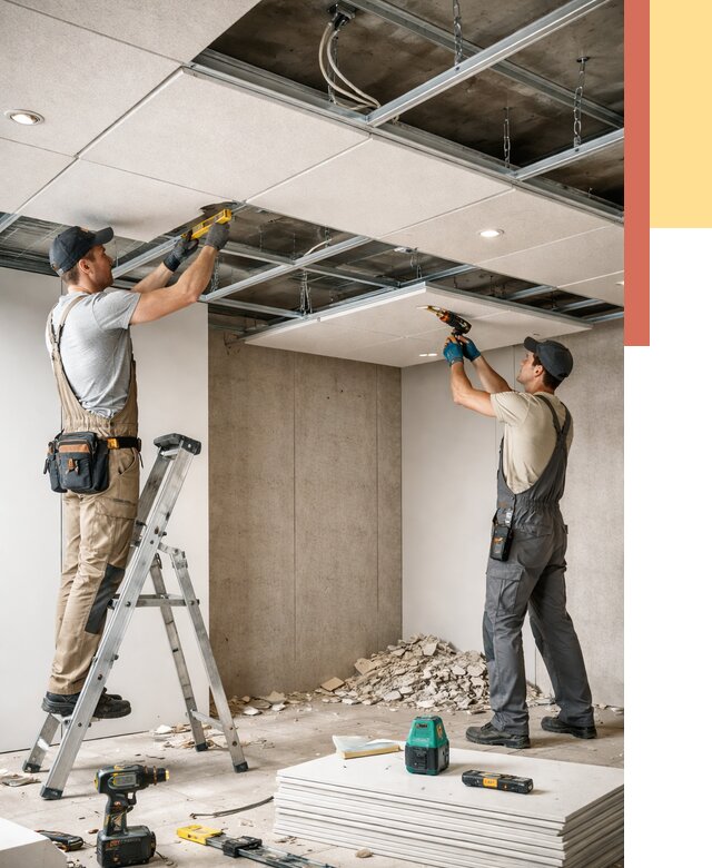 Монтаж акустического потолка в Рузаевке от 6739 руб/м2 — быстро и недорого | ОТДЕЛОЧНИК-Рзв