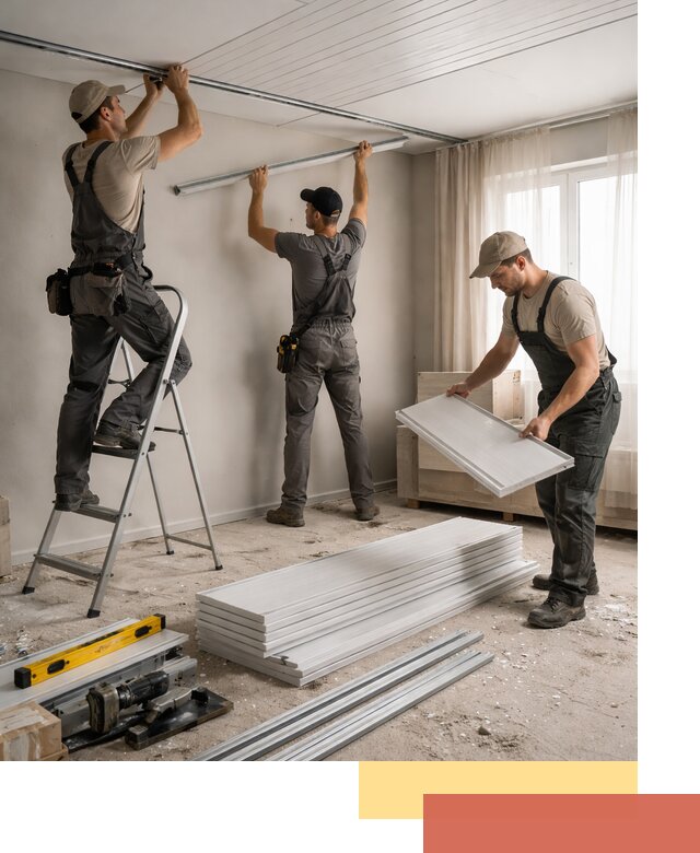 Монтаж потолка из ПВХ панелей в Рузаевке оперативно и качественно