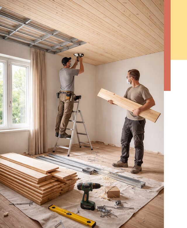 Монтаж потолка из вагонки в Рузаевке от 6739 руб. | Быстро и недорого — ОТДЕЛОЧНИК-Рзв