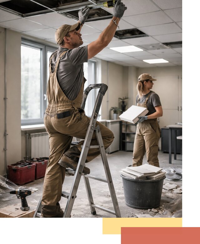 Ремонт потолка Армстронг и замена плит в Рузаевке