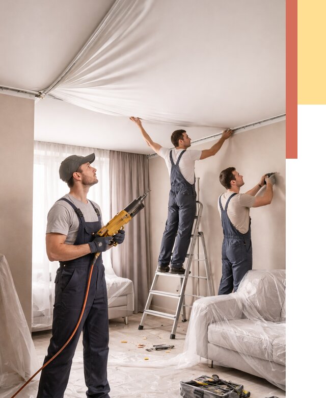 Установка натяжного потолка в Рузаевке от 4666 руб. | Быстро и недорого — ОТДЕЛОЧНИК-Рзв